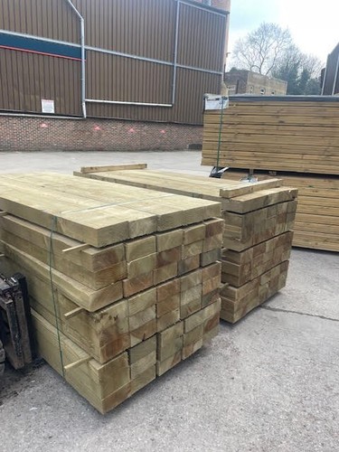 Green treated railway sleepers - treated,